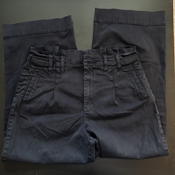 Cremiux paper bag cropped wide leg navy chinos pants Sz 6 - Picture 3 of 5